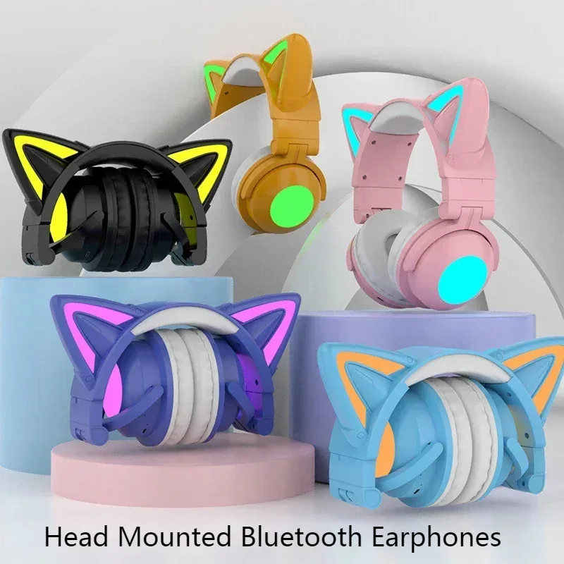 New ZW068 Bluetooth5.0 Headpho - Cat Ear Bluetooth Headset Led ulasan dan harga