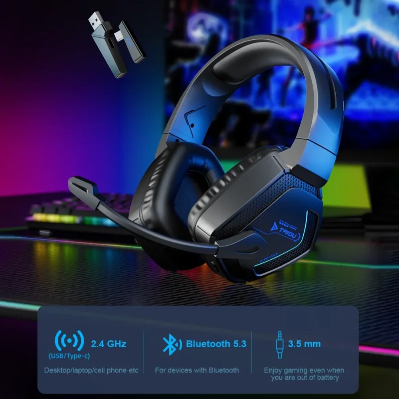TAIDU T01 Wireless Headphones  - Gaming Headset With Mic Rgb ulasan dan harga