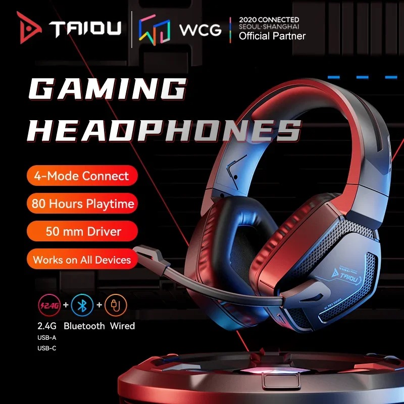 TAIDU T01 Wireless Headphones  - Gaming Headset With Mic Rgb ulasan dan harga