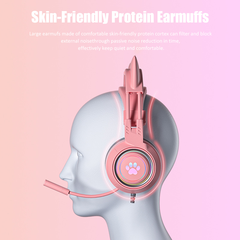 Cute Cat Ear Gaming Headphones - Gaming Headset With Mic Rgb ulasan dan harga